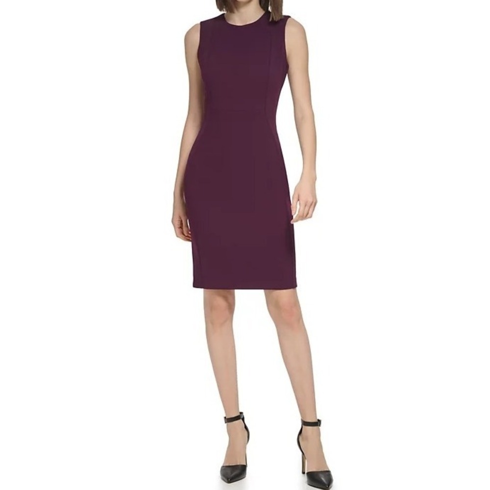 Calvin Klein Plum Purple Sleeveless Career Cocktail Pencil‎ Sheath Dress Size 4